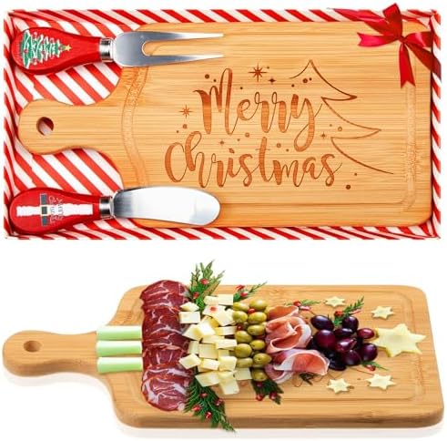 Ziliny 1 Set Christmas Cheese Board and Knife Gift Set, Wooden Small