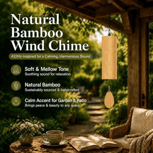 Bamboo Wind Chime-432Hz Tuned for Relaxation Focus Meditation & Patio