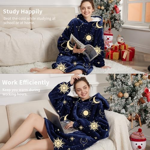 Aemilas Wearable Blanket Hoodie - Soft Sherpa Blanket Sweatshirt as