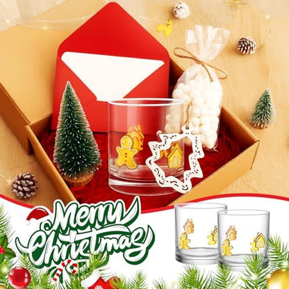 Vesici 4 Pack Christmas Icon Glass Cups 14oz Glasses,Gingerbread