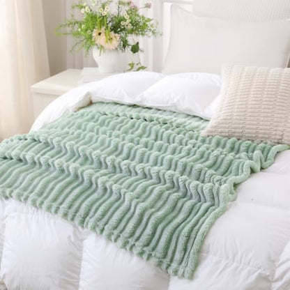 Puncuntex Sage Green Soft Throw Blanket 50"×60" for Couch Cozy 3D