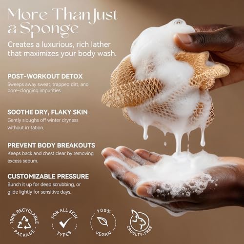CORATED African Net Sponge Authentic, Shower Loofah Exfoliating Bath