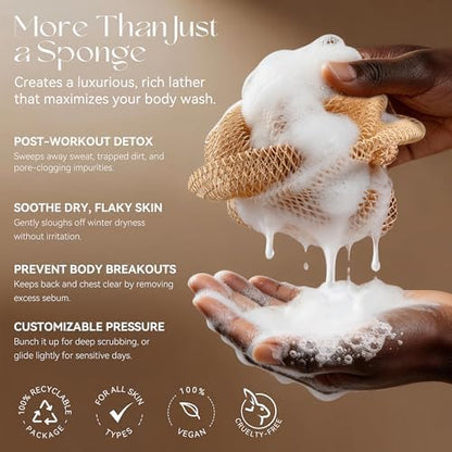 CORATED African Net Sponge Authentic, Shower Loofah Exfoliating Bath