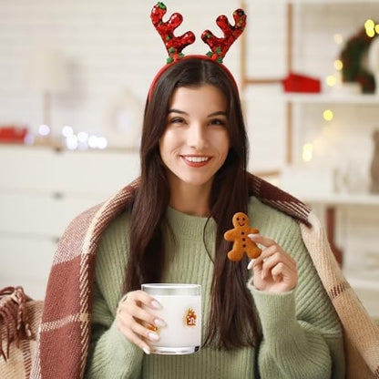 Vesici 4 Pack Christmas Icon Glass Cups 14oz Glasses,Gingerbread