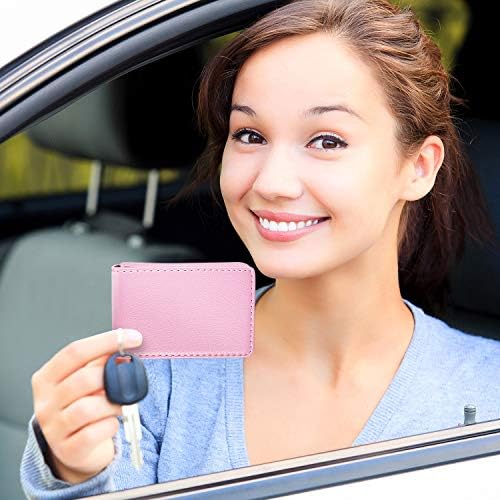 Outus 2 Pcs Business Card Wallet PU Leather Magnetic,Yellow and Pink