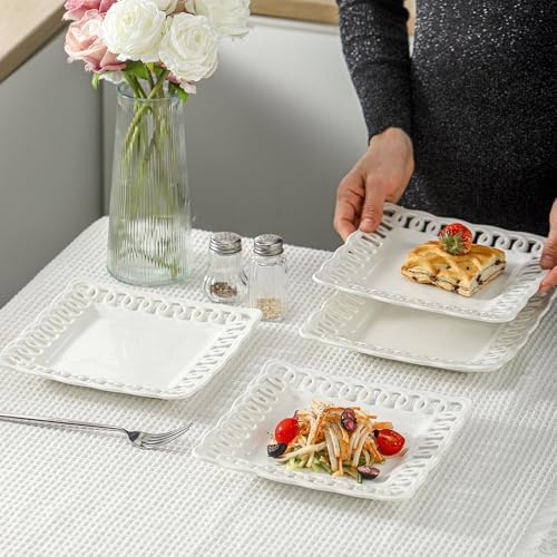 Ceramic Square Dinner Plates, 11 inch Square Serving Plate Set of 4