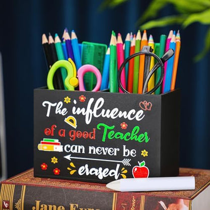 Resurhang Teacher Gift Wood Pencil Holder Desk Organizer for Office