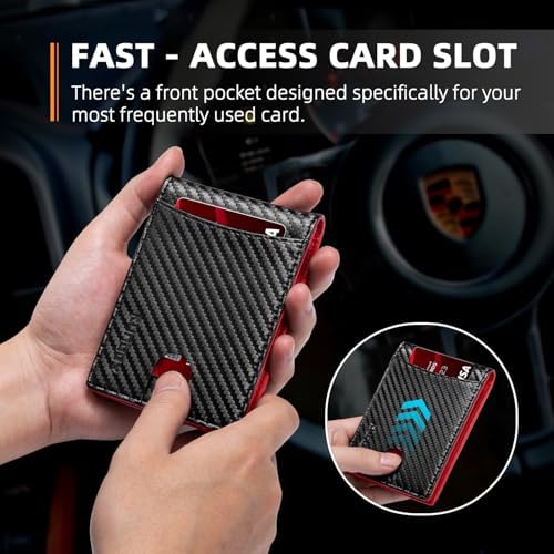 RUNBOX Slim Money Clip Wallet for Men, RFID Blocking Bifold, Front