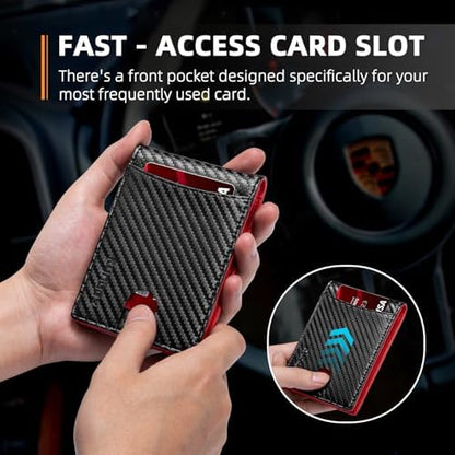 RUNBOX Slim Money Clip Wallet for Men, RFID Blocking Bifold, Front