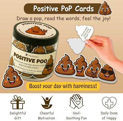 Positive Poo Jar, 60 Funny Affirmation Cards, Gag Gift for Women