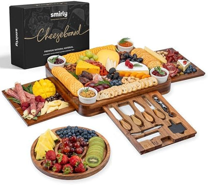 SMIRLY Charcuterie Boards Set, Large Cheese Board Set, Acacia