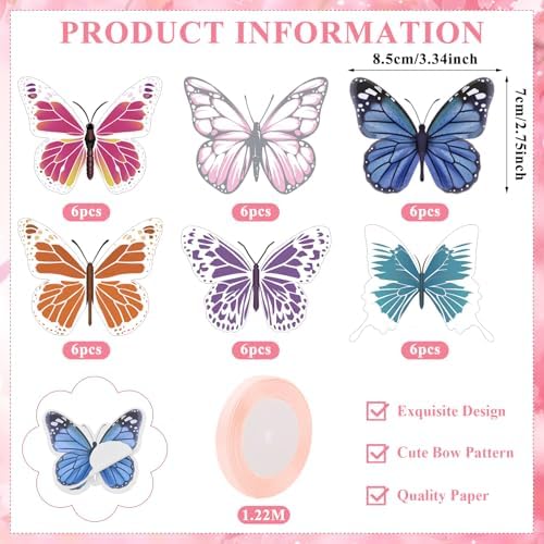 36 Sets 72Pcs Butterfly Sticky Notes with Pens Butterfly Lovers