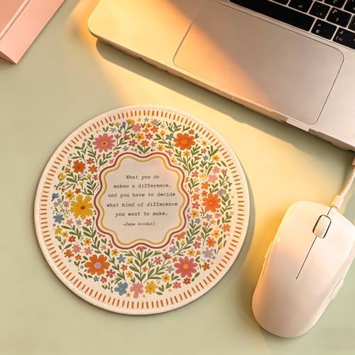 Inspirational Boho Colorful Floral Round Mouse Pad 7.9x7.9 Inch