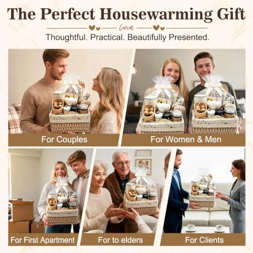 24 Piece Housewarming Gift Basket, New Home Gifts for Couples, Women