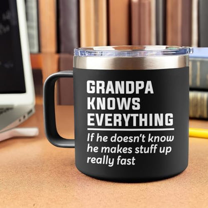 SANDJEST Grandpa Tumbler Insulated Coffee Mug with Handle 14oz Grandpa