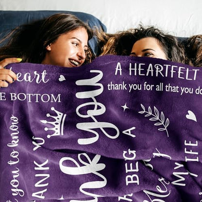 Thank You Gifts for Women, Thank You Gifts Blanket 60"X50" Purple