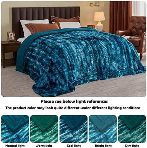 NEWCOSPLAY Faux Fur Sherpa Throw Blanket for Couch, Dark Blue, 40"x50"
