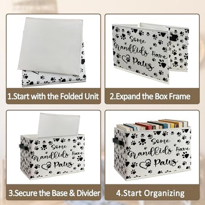 Dog Grandparents Gifts Foldable Storage Bins Box with Handles, Dog