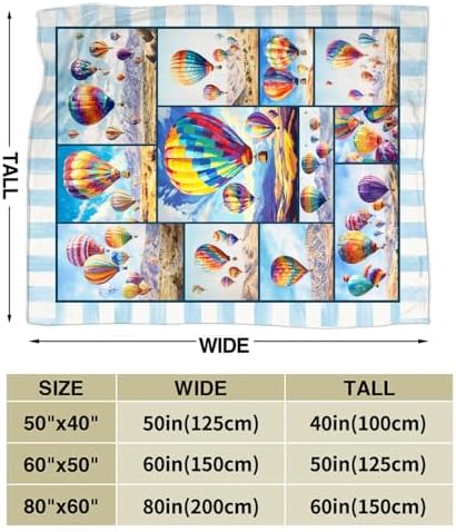 Balloon Blanket Hot Air Balloon Throw Blanket Soft Warm Cozy Fuzzy