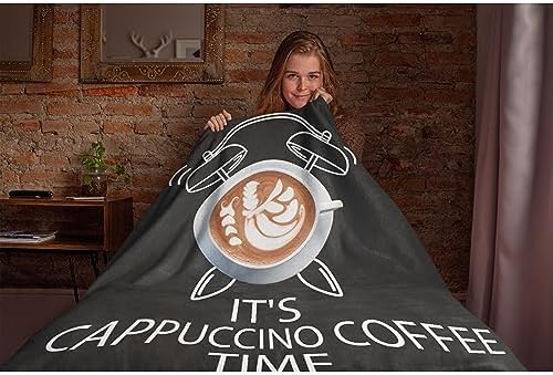It's Cappuccino Coffee Time Fleece Flannel Gift Blanket Lightweight