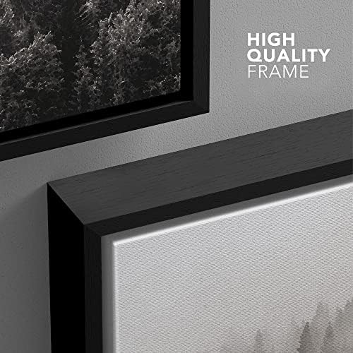 wall26 Framed Canvas Wall Art - Misty Forest in Black and White