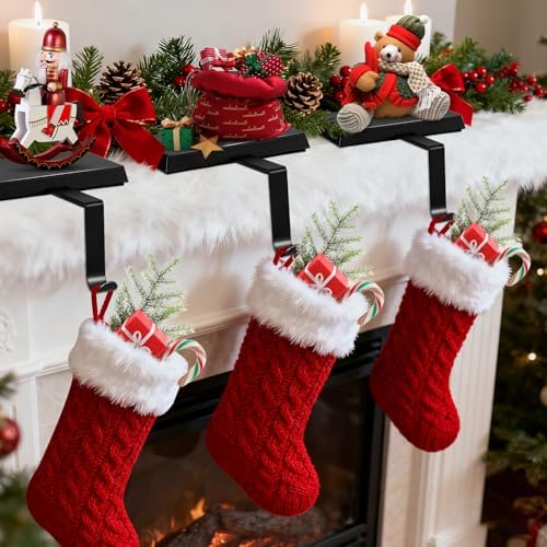 Christmas Stocking Holders for Mantles Set of 4 - Weighted Metal
