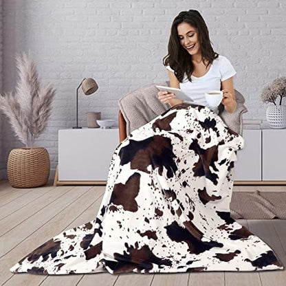 Soft Cow Print Blanket, Ultra Cozy Cow Throw Blanket for Couch Bed and