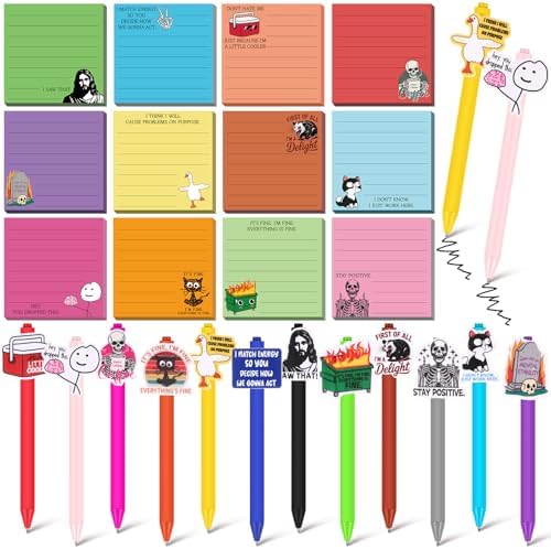 Colarr 12 Sets Funny Desk Accessories, 12 Pads Sarcastic Sticky Notes