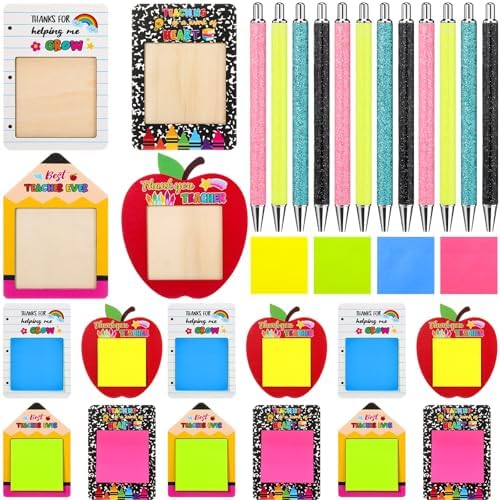 36 Pcs Wood Sticky Note Holder Pencil Set, Christmas Teachers Gifts