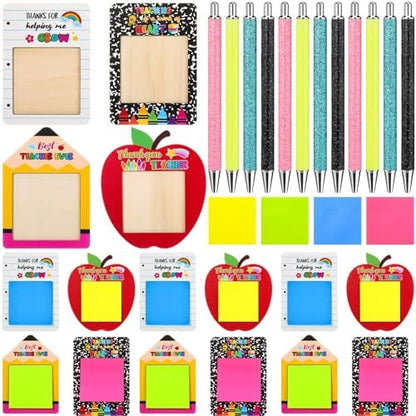 36 Pcs Wood Sticky Note Holder Pencil Set, Christmas Teachers Gifts