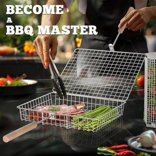 Grill Basket Set, BBQ Accessories, Outdoor Camping Cooking, Gifts for