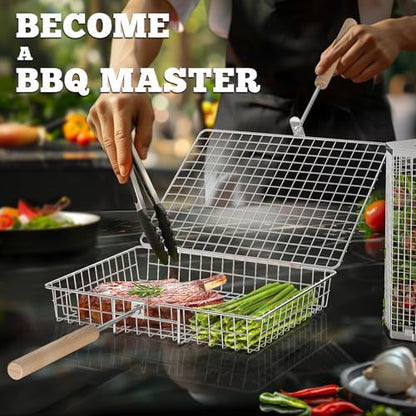 Grill Basket Set, BBQ Accessories, Outdoor Camping Cooking, Gifts for