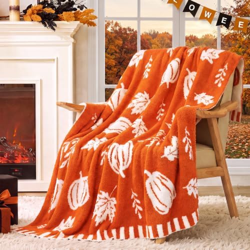 Snuggle Sac Halloween Throw Blanket, Fall Harvest Reversible Orange