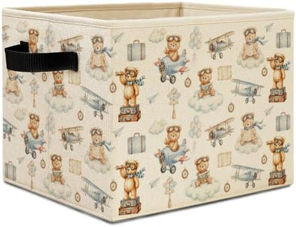 Space Airplane Bear Storage Basket with Handles