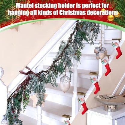 Zonon 4 Pcs Christmas Stocking Holders for Mantle, Bronze