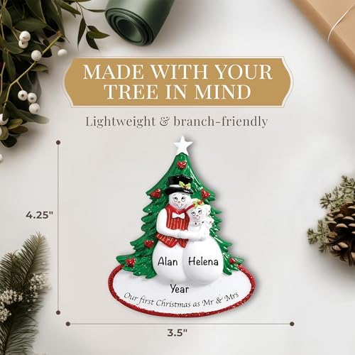 Personalized First Christmas Married Ornament 2026, Snow Couple