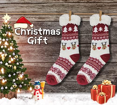 BenSorts Women Winter Thick Slipper Socks with Grippers Warm Fuzzy