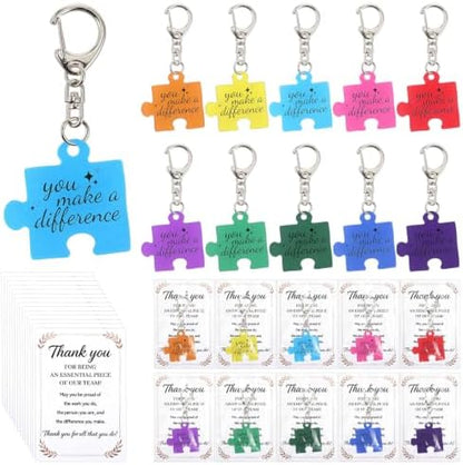 40 Sets Team Appreciation Gifts for Employees, Puzzle Piece Keychain