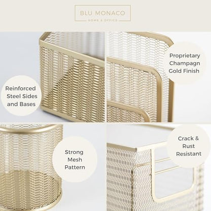 BLU MONACO | Gold Desk File Folder Organizer Set | Desktop Hanging