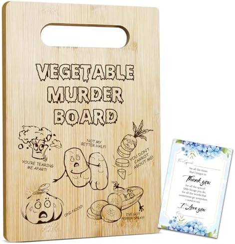 Vegetable Murder Bamboo Cutting Board for Kitchen, Funny Charcuterie