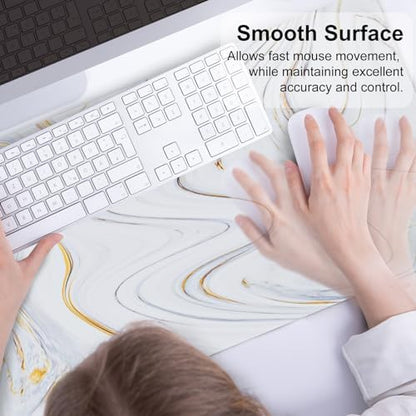 QiyI PU Leather Large Mouse Pad, Office Decor, 31.5" x 15.7", Grey