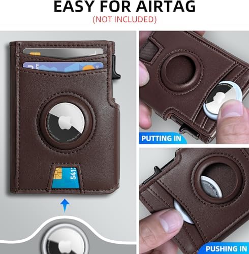 miyozi Airtag Wallet for Men,with Money Clip 10 Cards Metal Case Smart