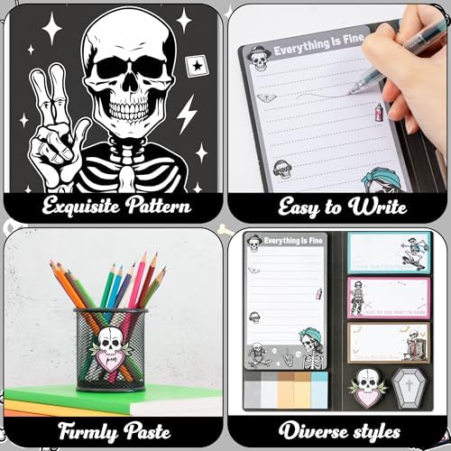 B1ykin Sticky Notes Set - 550 Sheets Memo Writing Pad Funny Skeleton