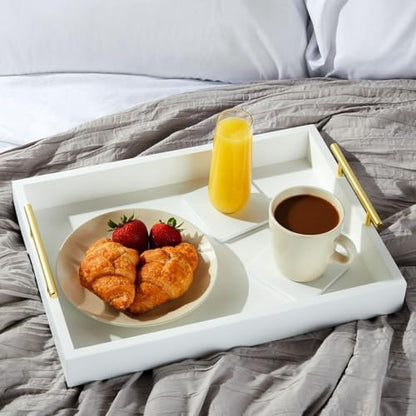 Juvale Ottoman Tray with Coasters & Interchangeable Gold & Silver