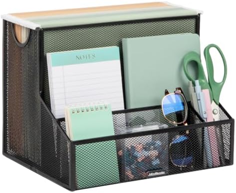 Mind Reader Metal Mesh Desktop Organizer with Hanging File Storage