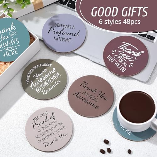 48 Pcs Thank You Appreciation Coasters Set for Teacher, Morandi