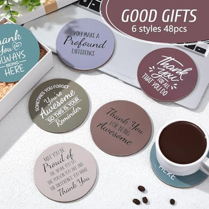 48 Pcs Thank You Appreciation Coasters Set for Teacher, Morandi
