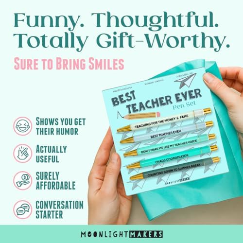 Moonlight Makers Funny Pens for Teachers Black Ink Set of 5, Best