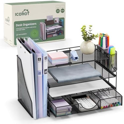 Desk Organizers and Accessories, 4 Tier Paper Letter Tray Organizer