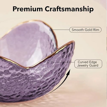 Purple Flower Jewelry Dish Glass Ring Holder Dish Jewelry Tray Cute